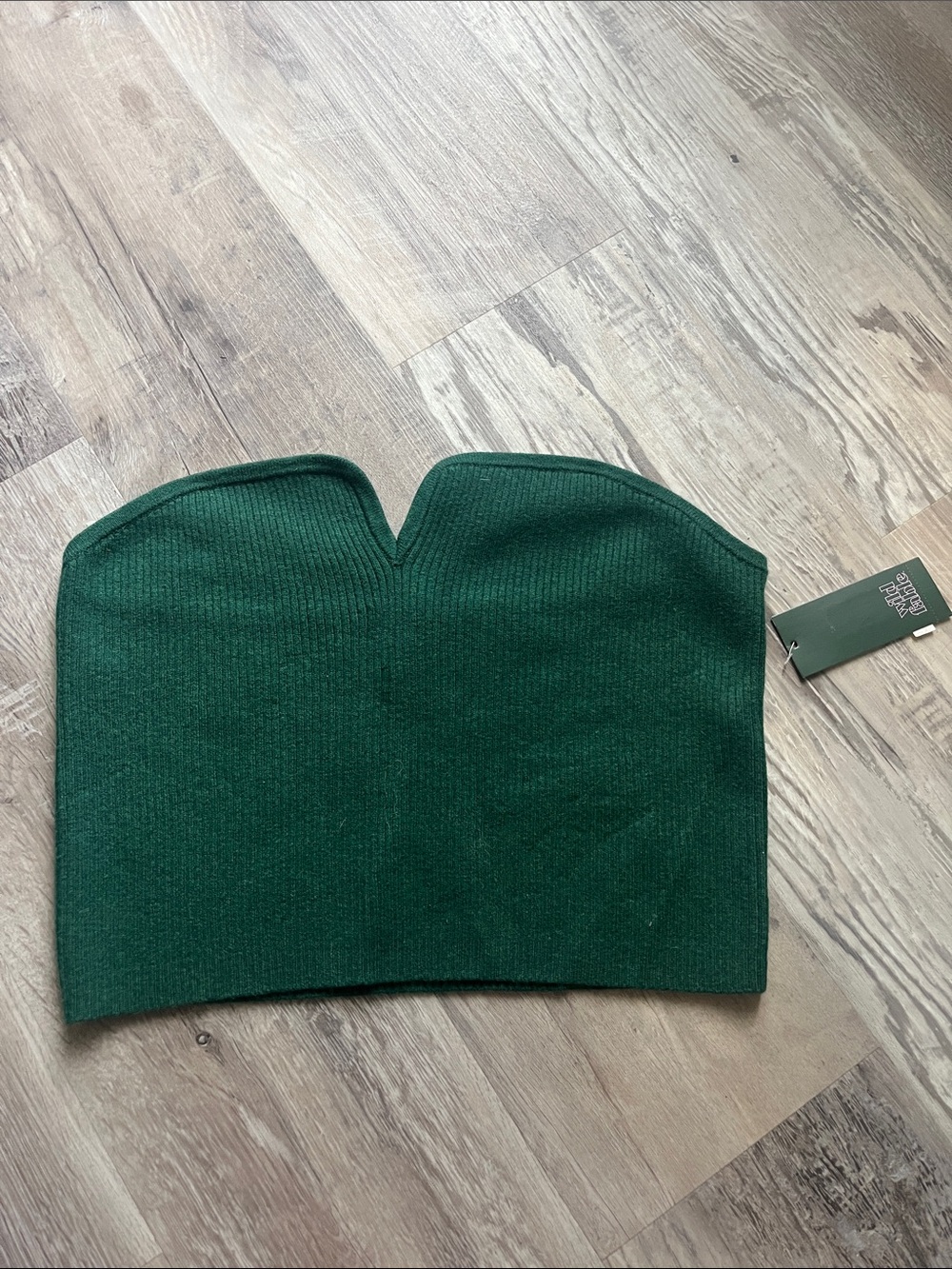 wild fable Dark Green Off-the-Shoulder Ribbed Strapless Sweater Top
